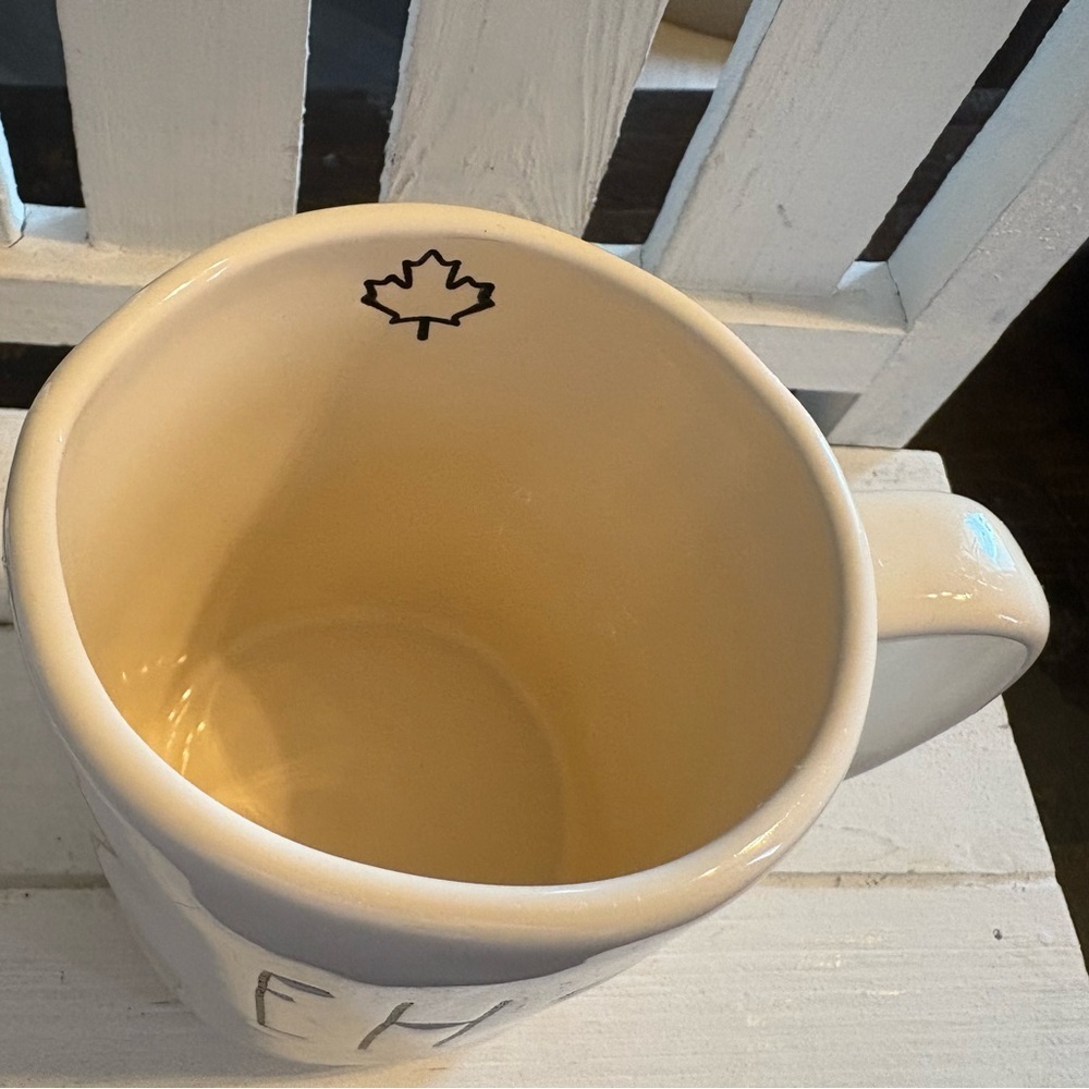 Rae Dunn Ceramic Mug with “EH” Maple Leaf Design - Picture 3 of 4